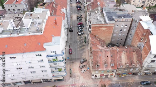 Zagreb Earthquake during COVID19 Corona Virus - Aerial footage photo