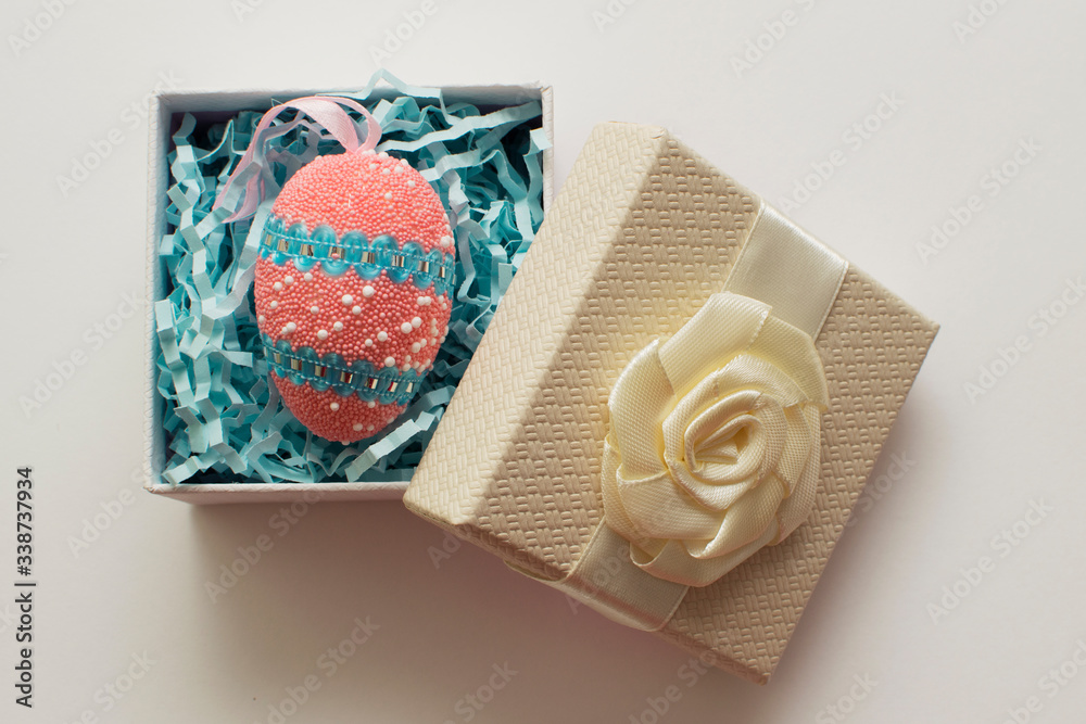 egg in a gift box for the bright Easter holiday egg in a gift box for the bright Easter holiday