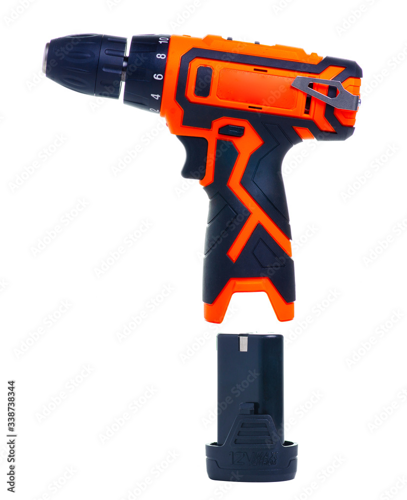 Cordless driver drill screwdriver on white background isolation