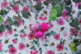 Happy Easter Day Around Pink Flowers With Pink Eggs On a Pink Background