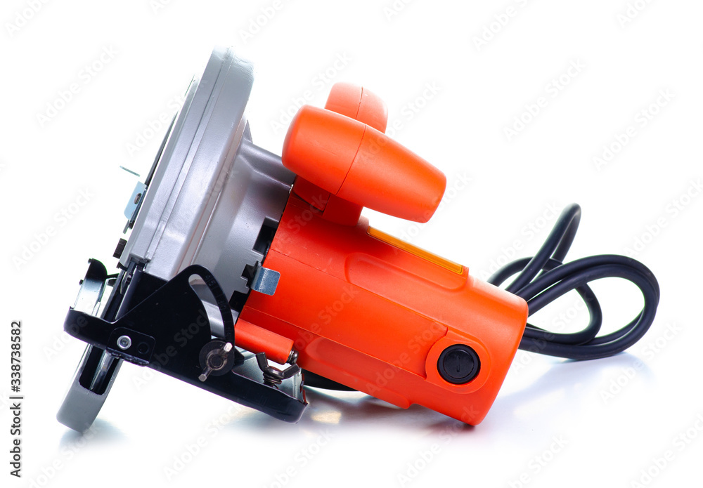 Electric circular saw on white background isolation