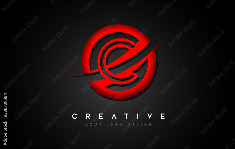 Fototapeta premium Letter C Logo with a Red Circle Swoosh Design. Creative Uppercase Letter Design Vector