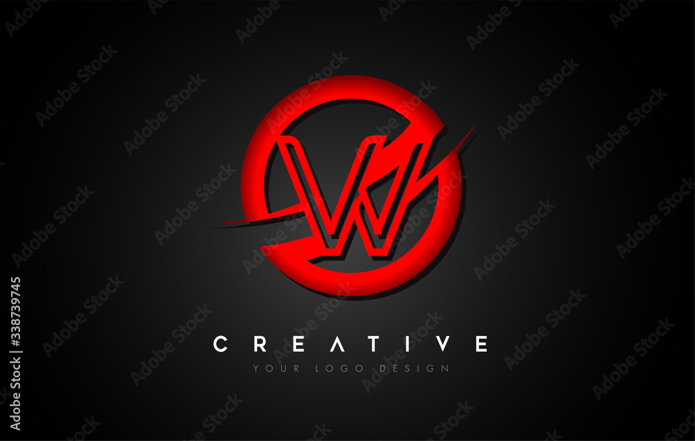 Fototapeta premium Letter W Logo with a Red Circle Swoosh Design. Creative Uppercase Letter Design Vector