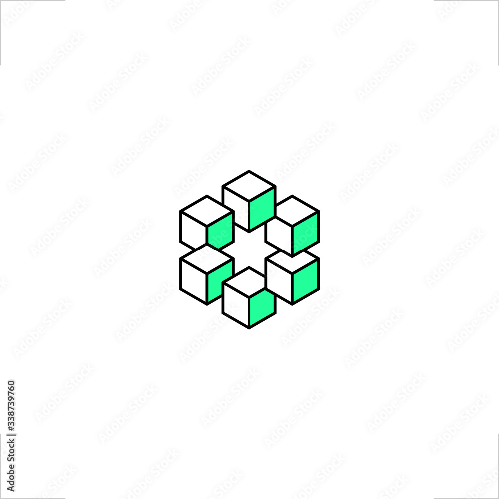 hexagon cube logo geometric illusion design