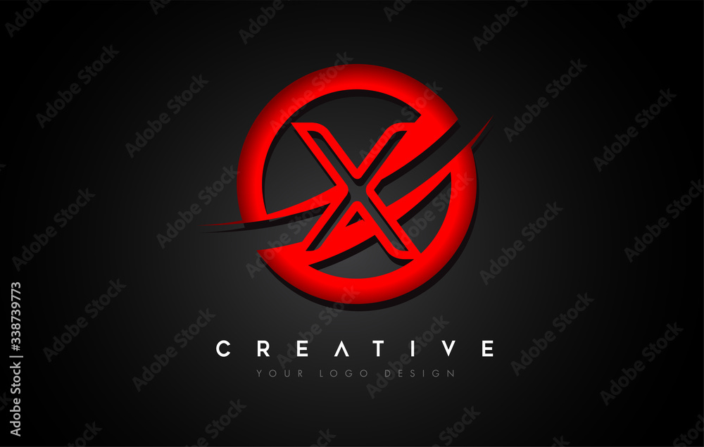 Letter X Logo with a Red Circle Swoosh Design. Creative Uppercase ...