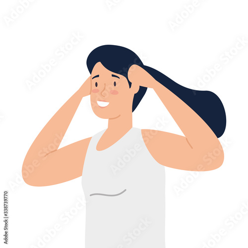 woman with outfit gym isolated icon vector illustration design