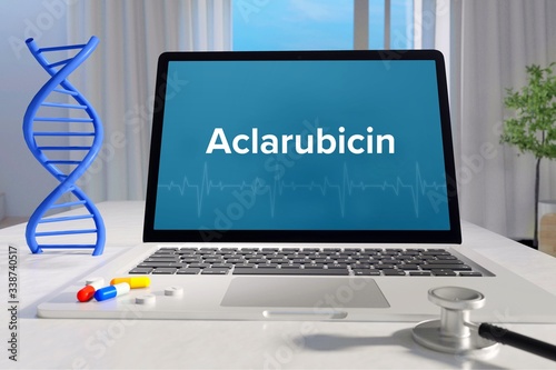 Aclarubicin – Medicine/health. Computer in the office with term on the screen. Science/healthcare photo