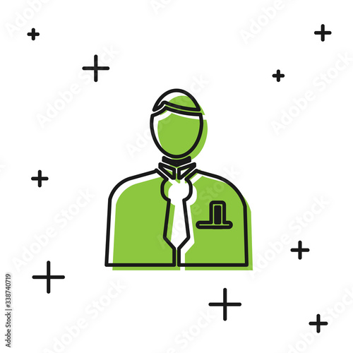 Black Businessman or stock market trader icon isolated on white background.  Vector Illustration