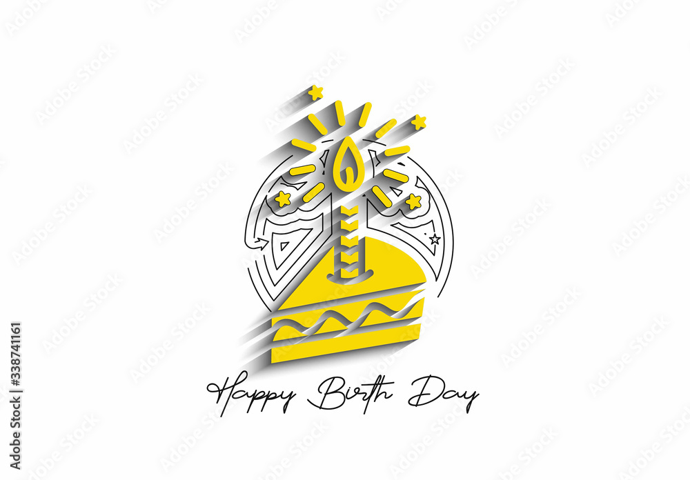Birthday cake icon vector illustration. Happy birthday
