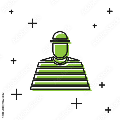 Black Prisoner icon isolated on white background.  Vector Illustration