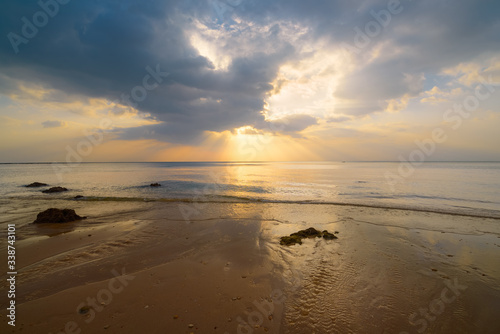 Eye of God beautiful seascape sunset. Shot of a beautiful sunset over the beach Background.