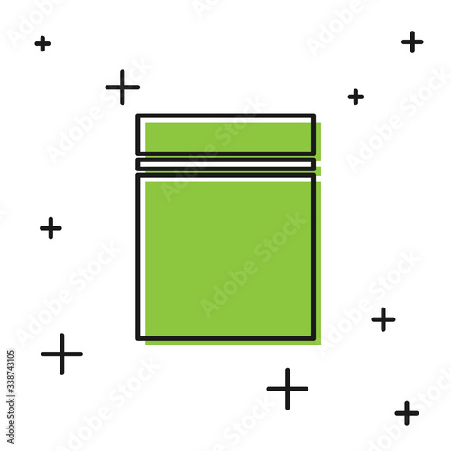 Black Plastic bag with ziplock icon isolated on white background.  Vector Illustration