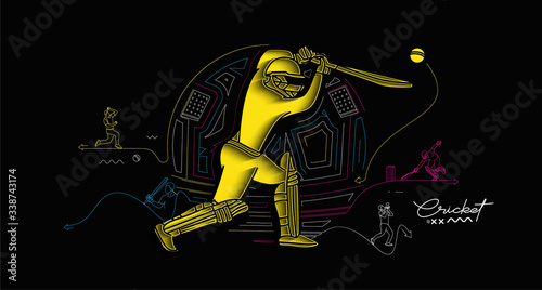 Cricket banner batsman championship background.