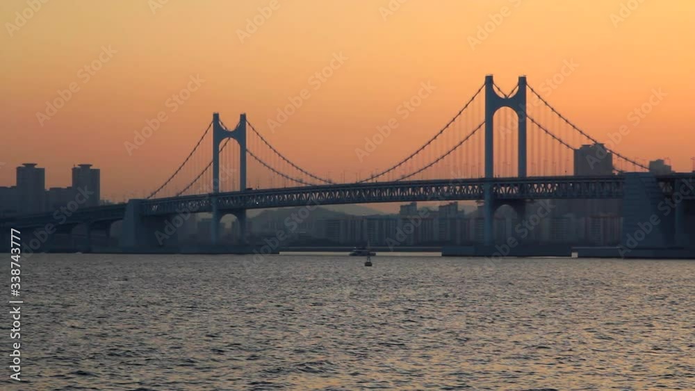 Busan city,Busan haeundae beach and gwangan bridge at night,South Korea Busan city,Busan haeundae beach and gwangan bridge at night,South Korea