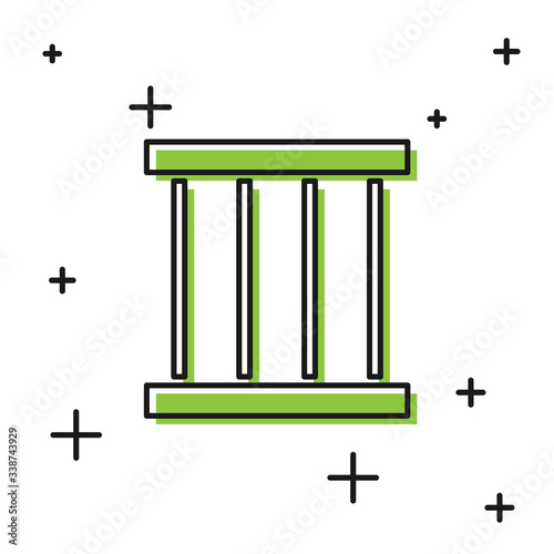 Black Prison window icon isolated on white background.  Vector Illustration