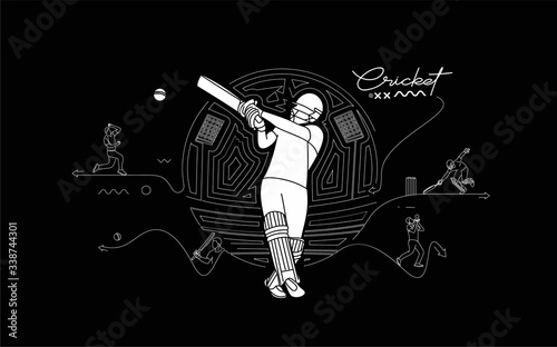 Cricket banner batsman championship background.