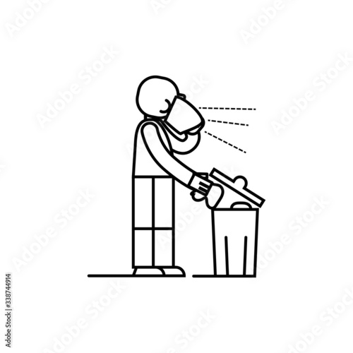 HYGIENE Covid19 social behavior sneeze handkerchiefs garbage basket COVID signal