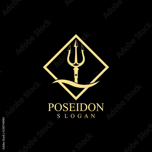Trident design vector and poseidon icon illustration template