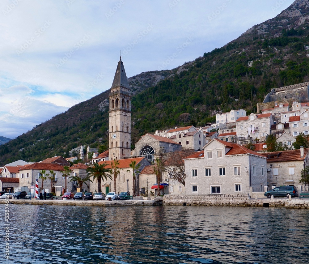 Perast (Montenegro) view from the Kotor bay