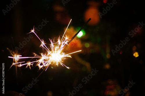 fireworks lit for Christmas at the Christmas tree.