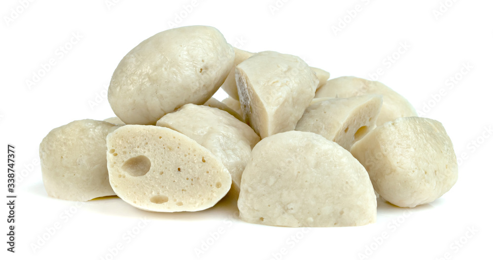 meat ball sliced isolated on white background meat ball sliced isolated on white background