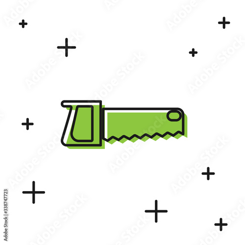 Black Hand saw icon isolated on white background.  Vector Illustration