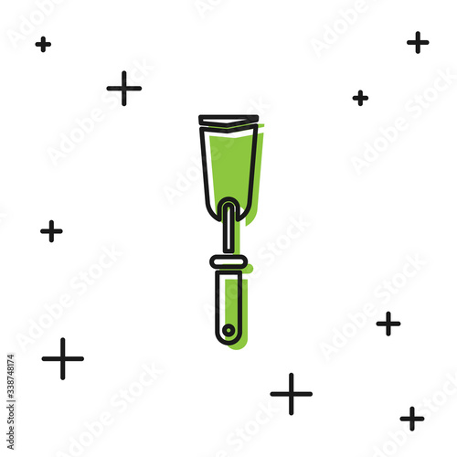 Black Putty knife icon isolated on white background. Spatula repair tool. Spackling or paint instruments.  Vector Illustration