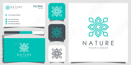 flower logo design with line art style. logos can be used for Spa, Beauty salon, Decoration, Boutique. icon and business card