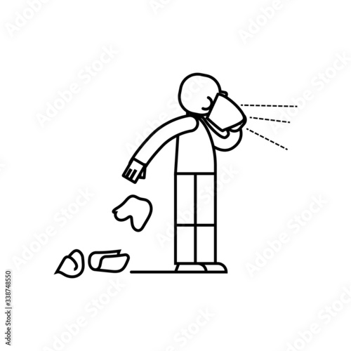 Covid19 social behavior sneeze catarrh handkerchiefs garbage Corona virus Don't infect bad action