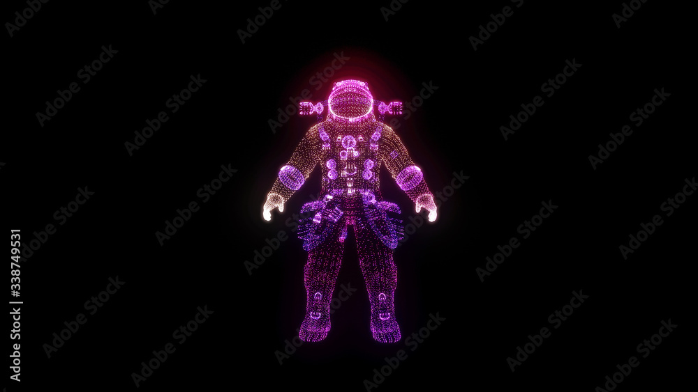 Astronaut Hologram Wireframe. Nice 3D Render on a black background Astronaut Hologram Wireframe. Nice 3D Render on a black background