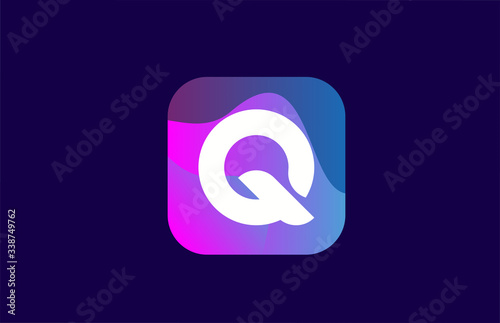pink blue Q alphabet letter logo design icon for company and business