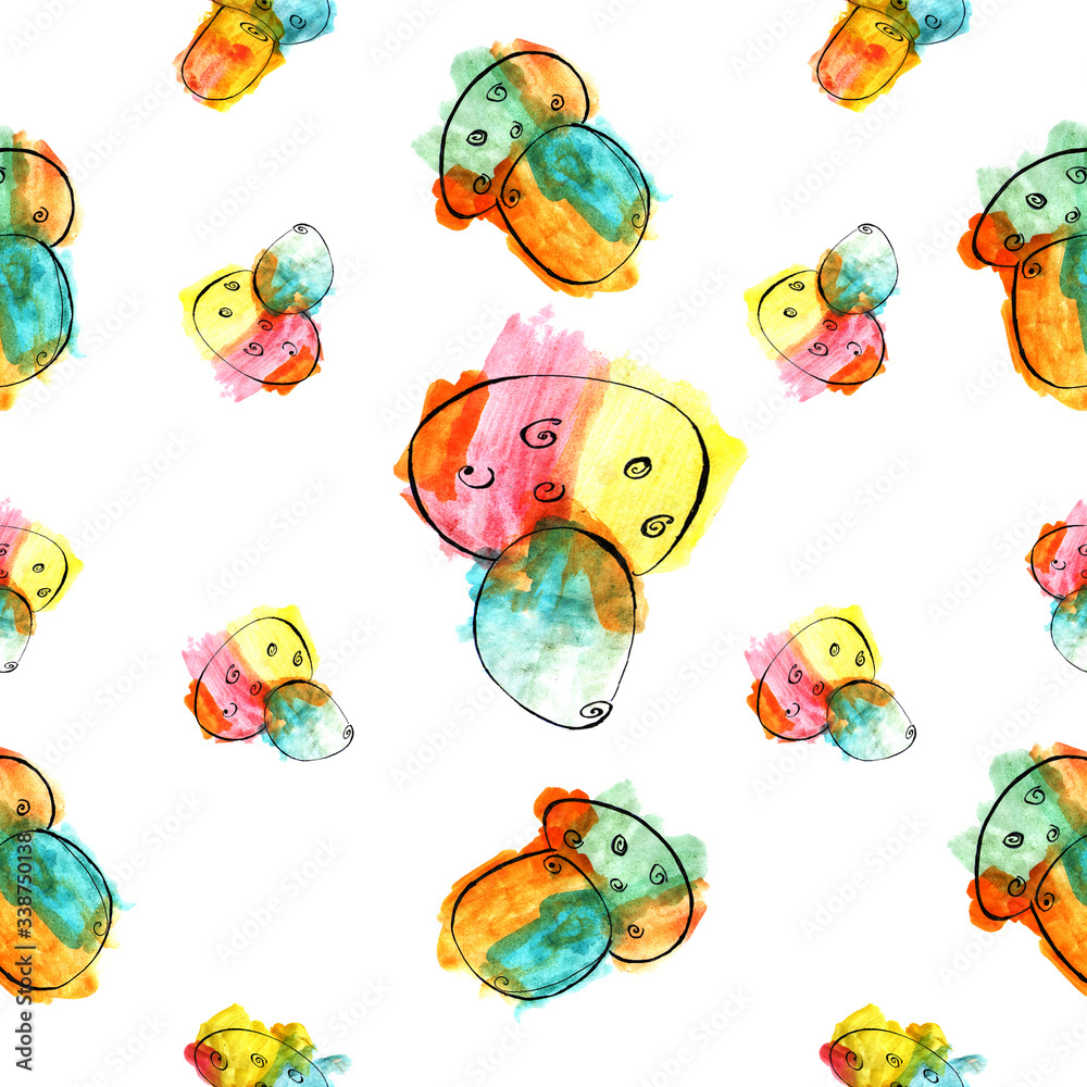 Seamless pattern of colored mushrooms. Seamless pattern of colored mushrooms.