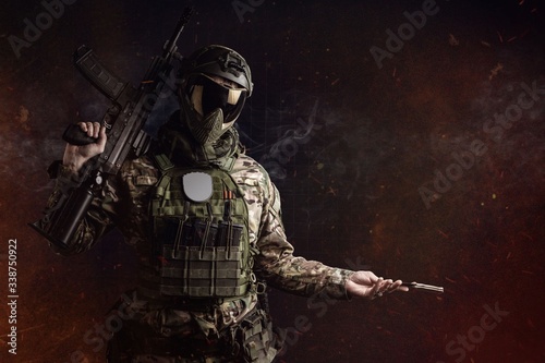 Paintball magfeed player with gun