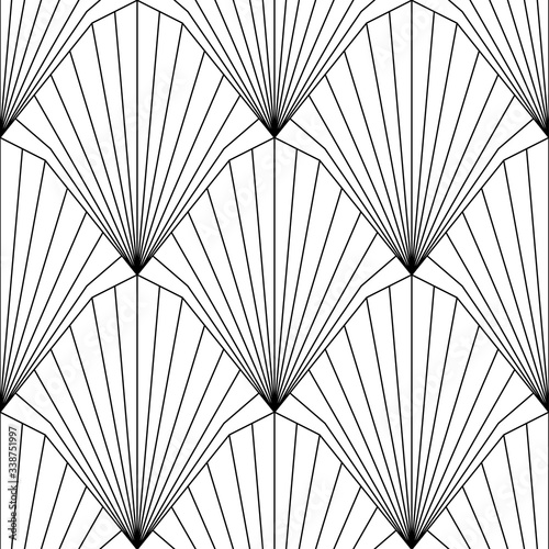 Art Deco Pattern. Fanning seamless black and white background