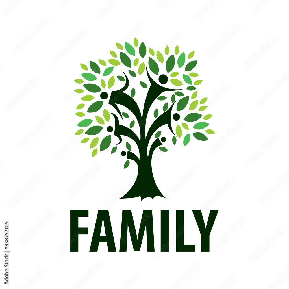 Obraz premium family logo tree people illustration design