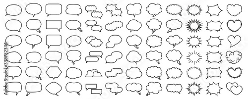 A wide variety of colorful speech bubbles set