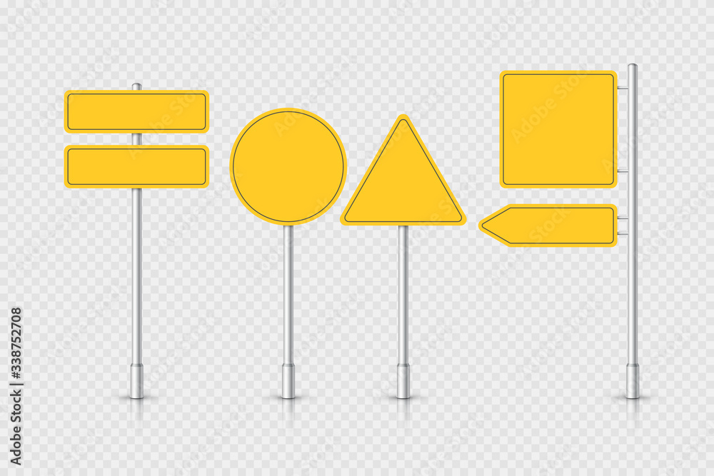 Mockup green traffic sign isolated on transparent background. Road signpost. Blank board with place for text. Direction. Vector illustration. Mockup green traffic sign isolated on transparent background. Road signpost. Blank board with place for text. Direction. Vector illustration.