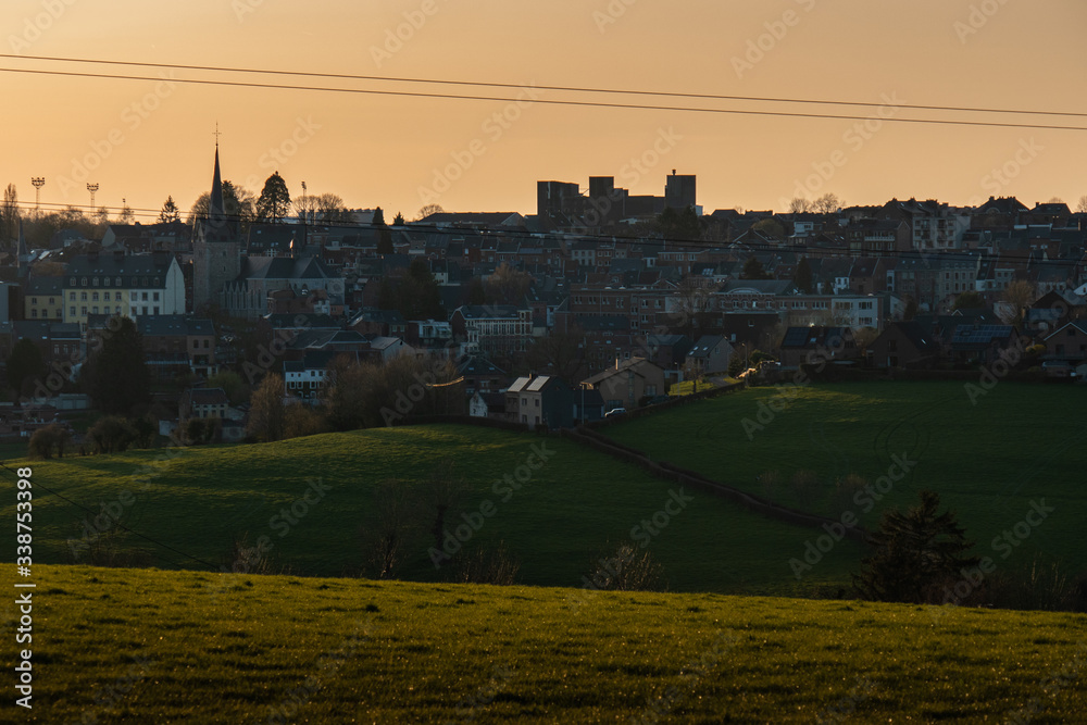 photo taken in Herve in the province of Liège in Belgium and showing the city in the middle of the countryside
