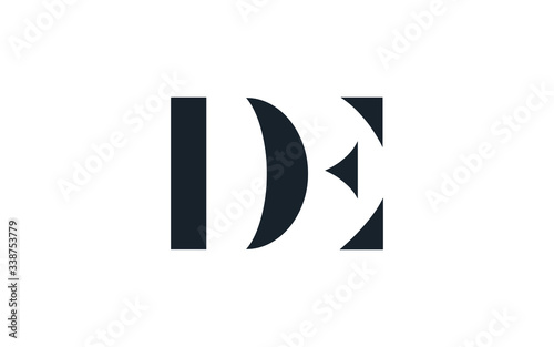 DE or ED and D or E Uppercase Letter Initial Logo Design, Vector Template
