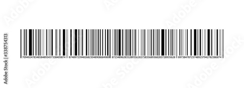 Vector black bar code stripe, isolated, random numbers, barcode template.