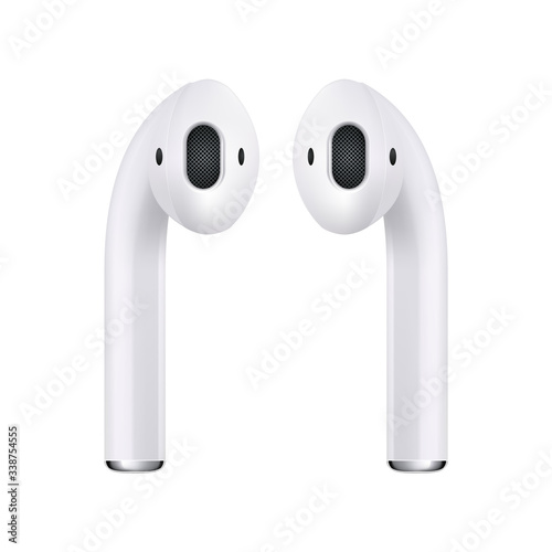 Wireless Earphones. Vector realistic illustration.