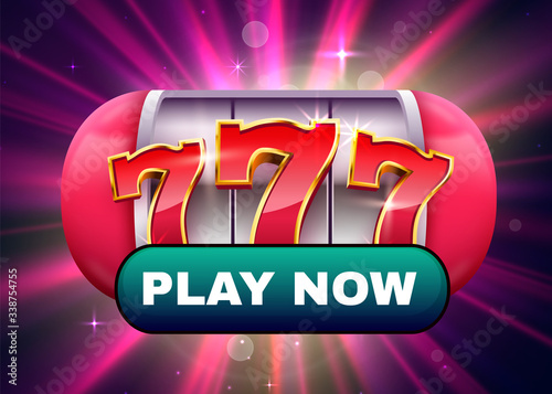 Golden slot machine wins the jackpot. 777 Big win concept. Casino jackpot.