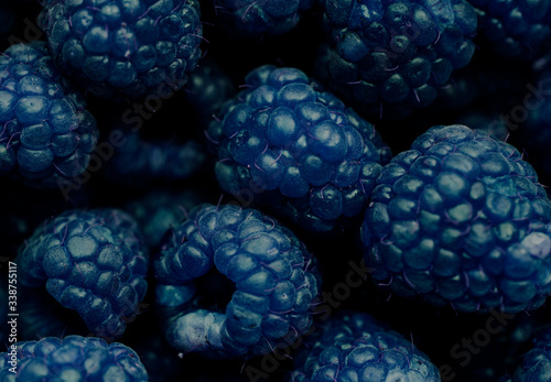 Macro shot of blue raspberry background