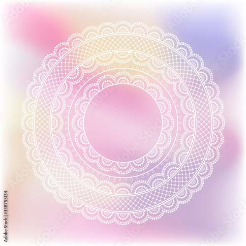 Blurred pastel background with decorative pattern in ethnic oriental style on for greeting card, invitation or announcement