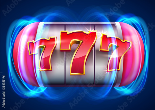 Slot machine wins the jackpot. 777 Big win casino concept.