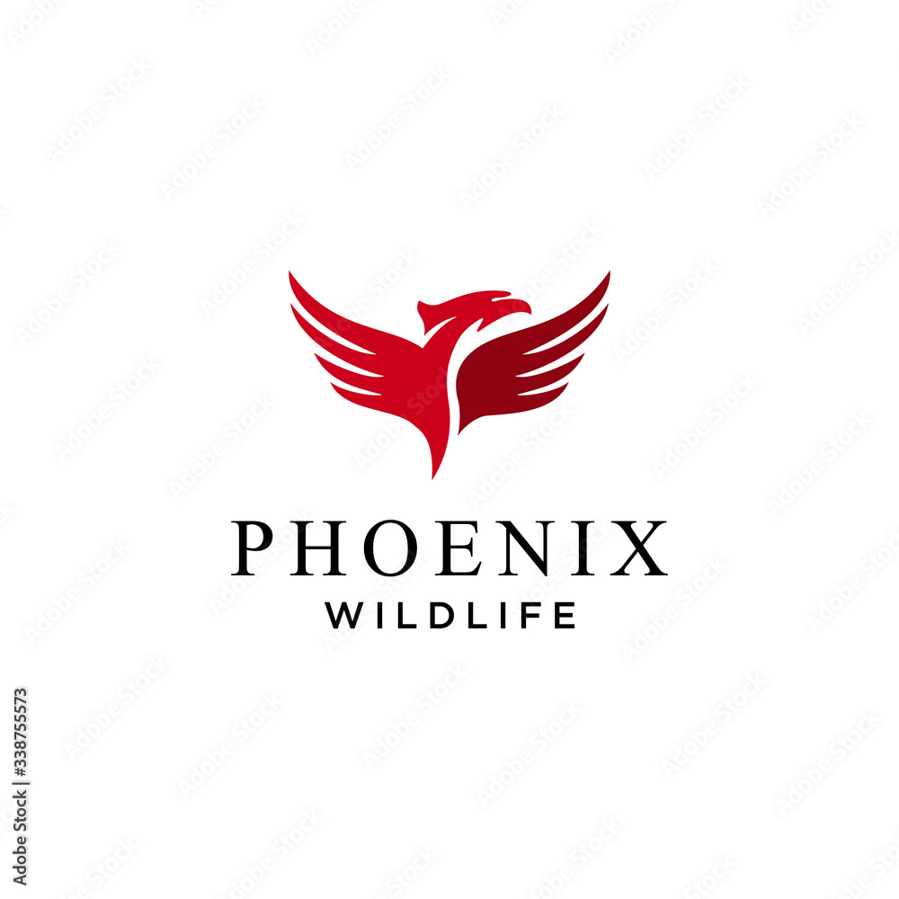Phoenix bird sign abstract luxury logo design template