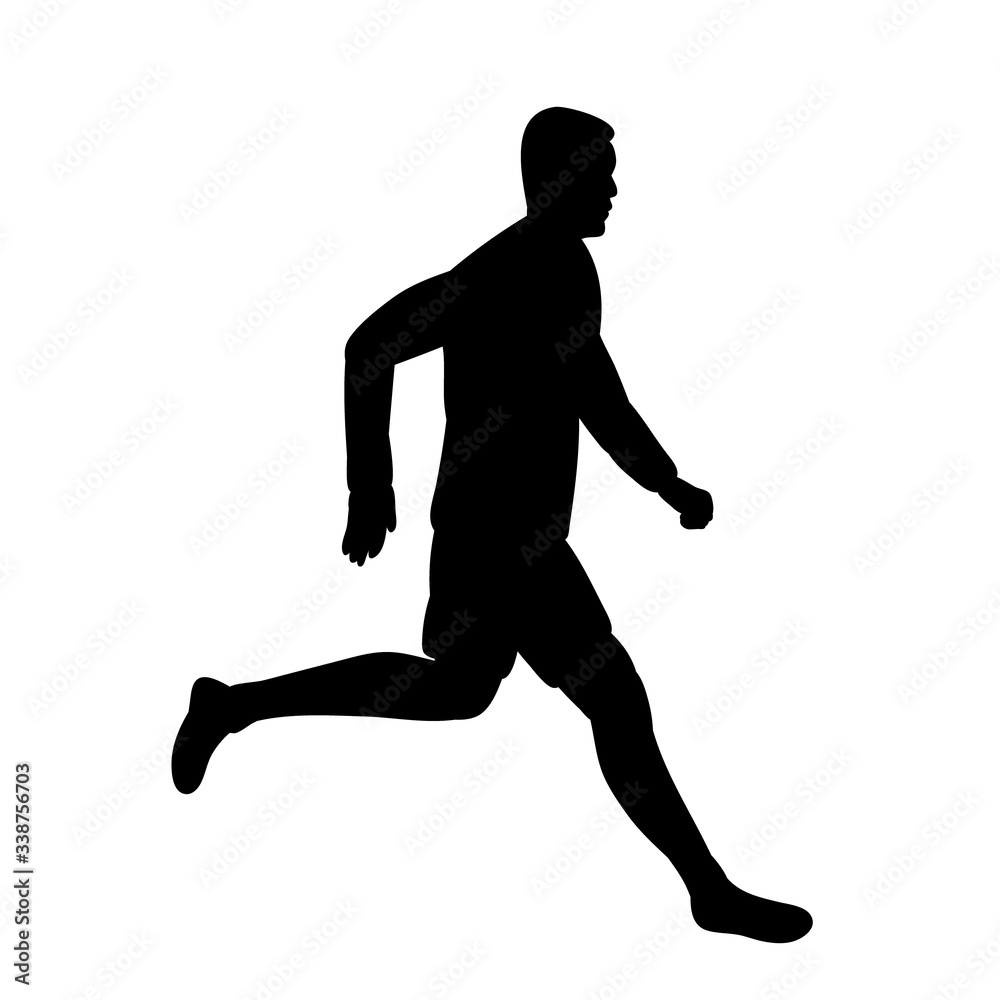  black silhouette of a man running, sport