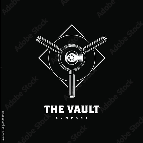 the vault logo design inspiration, Design element for logo, poster, card, banner, emblem, t shirt. Vector illustration