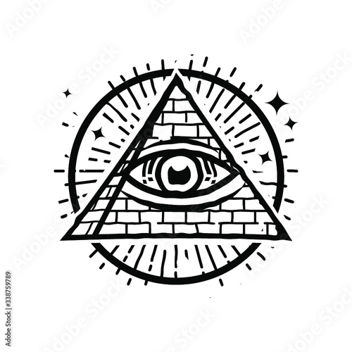 illuminati, eye, pyramid logo design inspiration