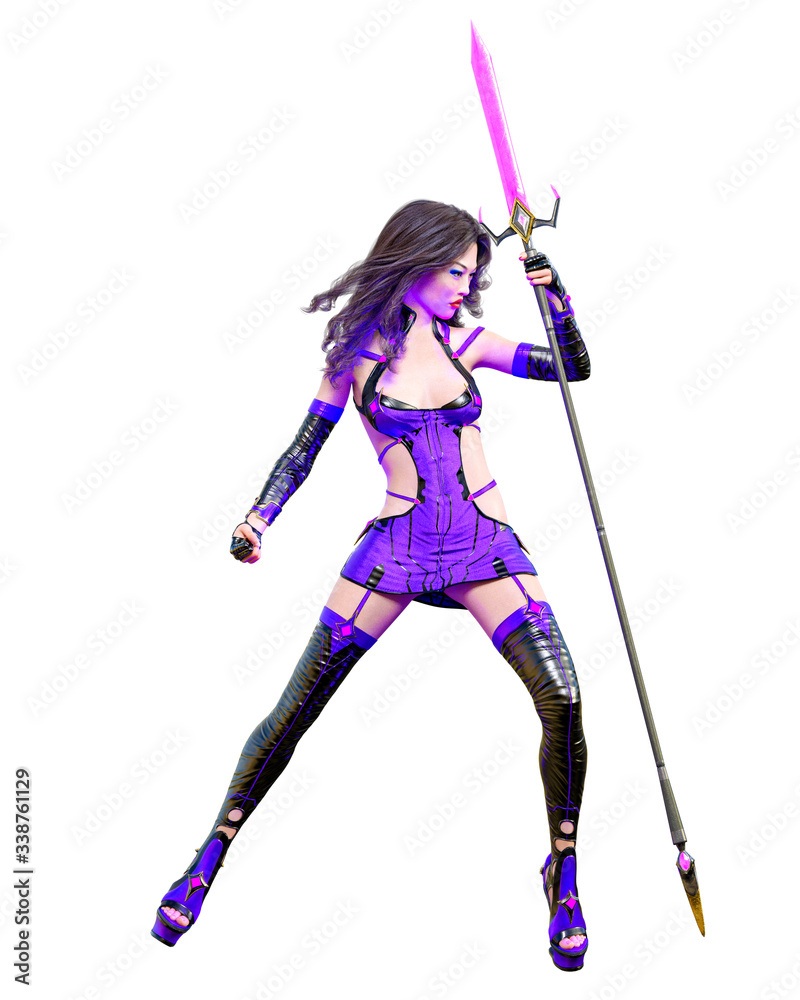 3D japanese assassin warrior amazon woman render. 3D japanese assassin warrior amazon woman render.